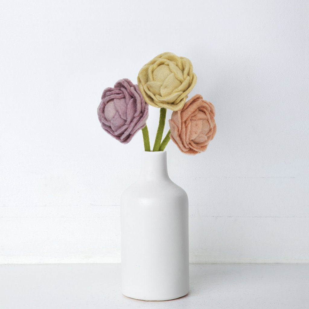 Felt Peony Flower- Assorted Colors- Sold Individually