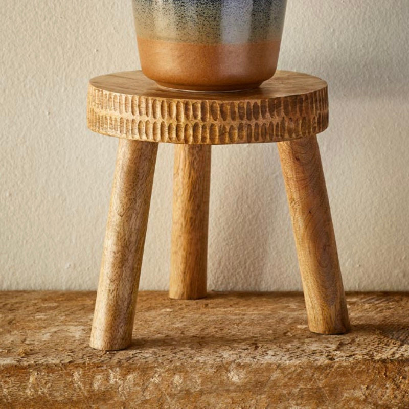 Hand-Carved Mango Wood Plant Stand