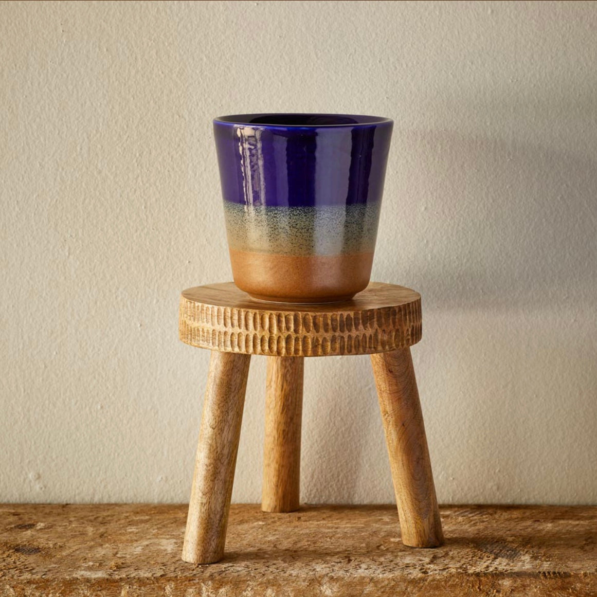 Hand-Carved Mango Wood Plant Stand