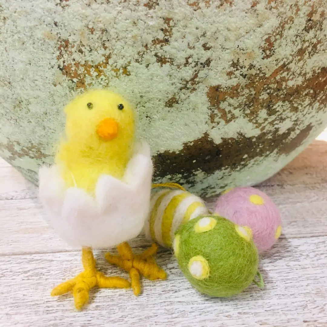 Handmade Felt Hatching Chick Standing