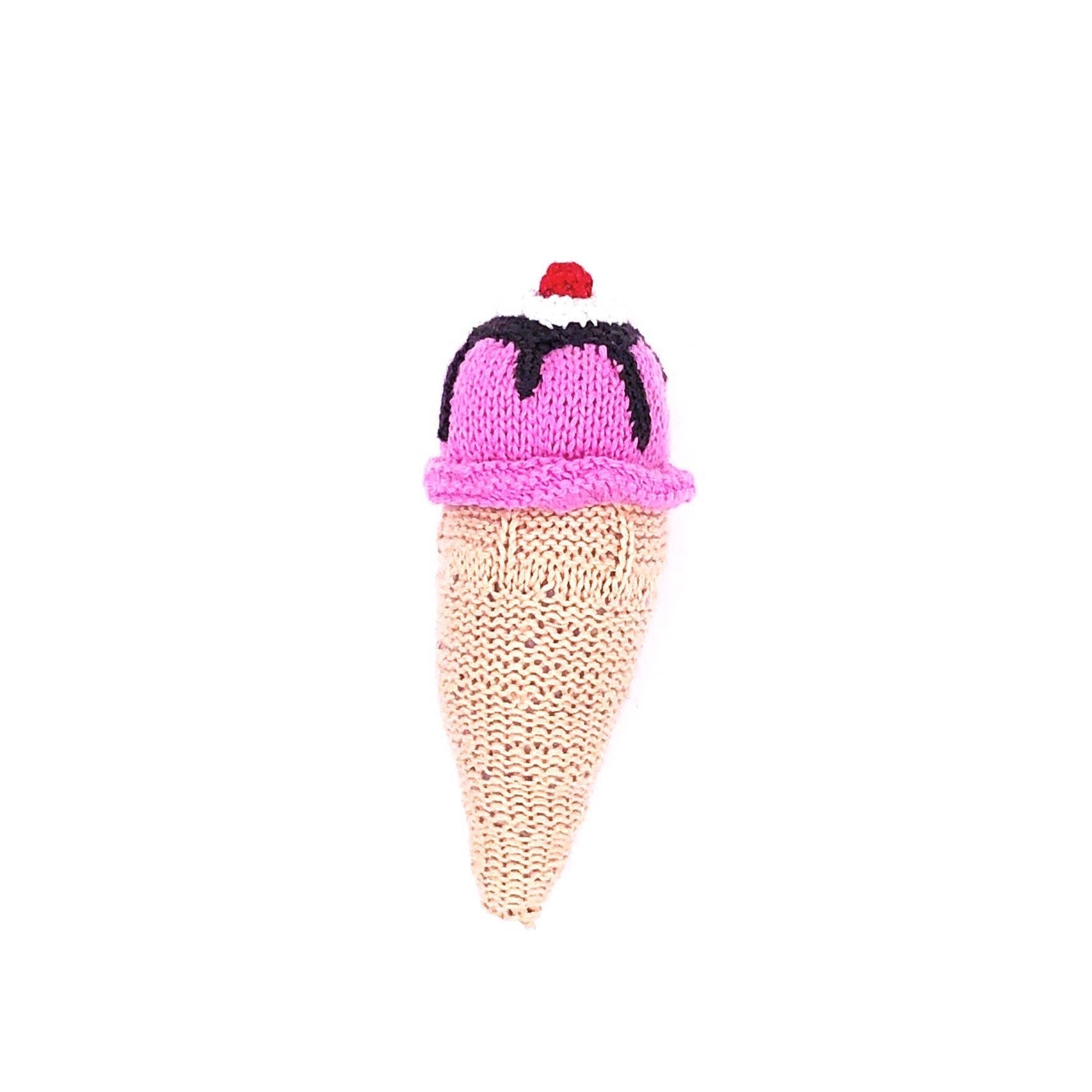 Ice Cream Cone Rattle - Strawberry