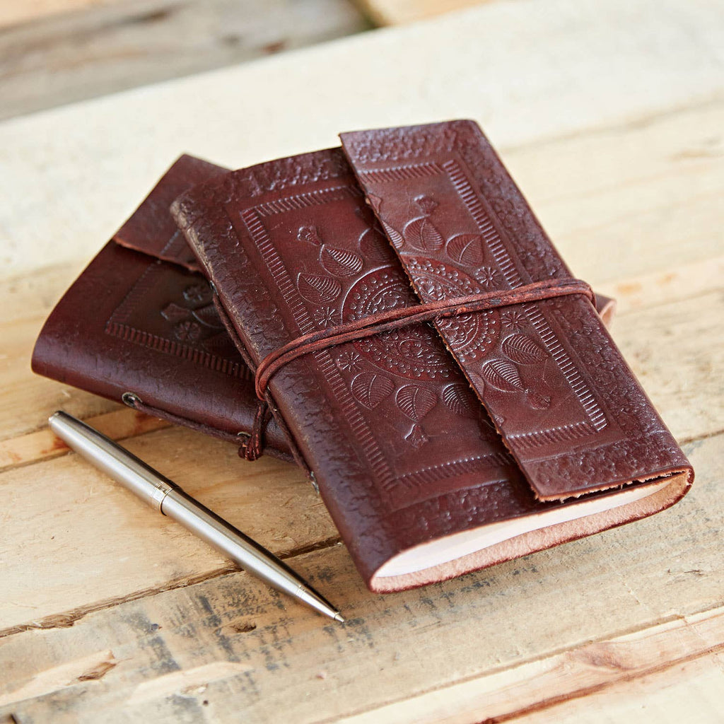Indra Medium Embossed Leather Notebook