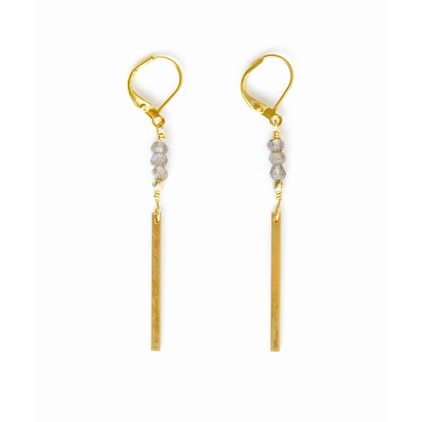 Labradorite and Bar Earrings