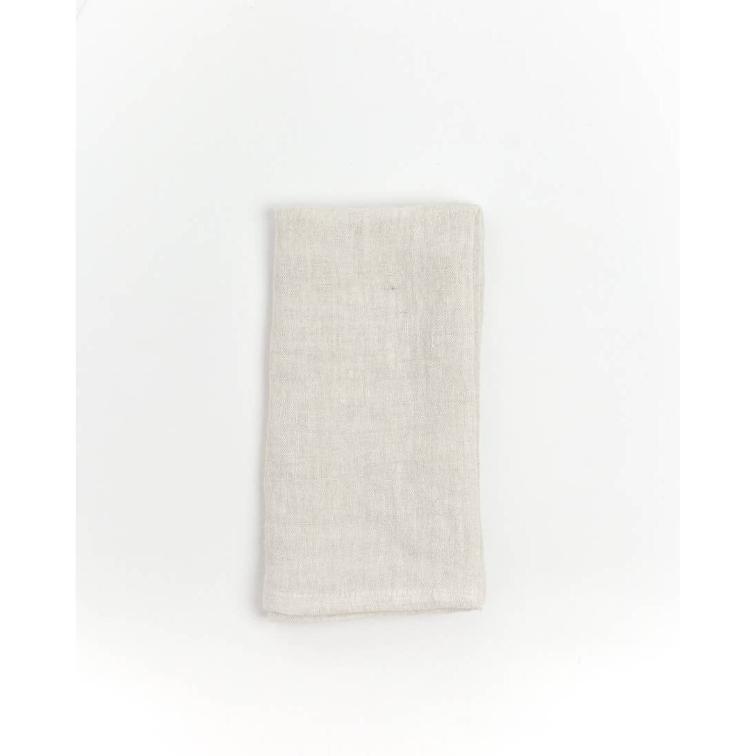 Stone Washed Linen Hemmed Dinner Napkin- Natural Chambray