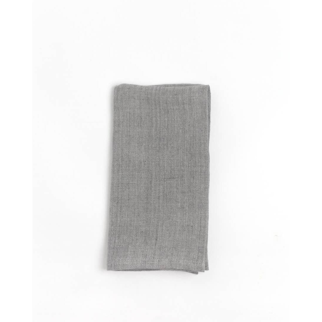 Stone Washed Linen Hemmed Dinner Napkin- Oyster