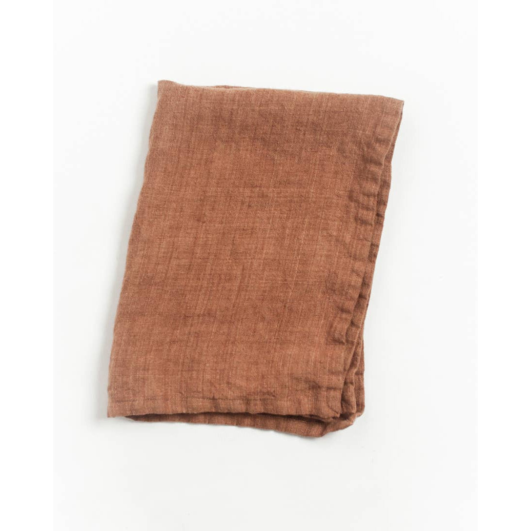Stone Washed Linen Tea Towel- Terra Cotta