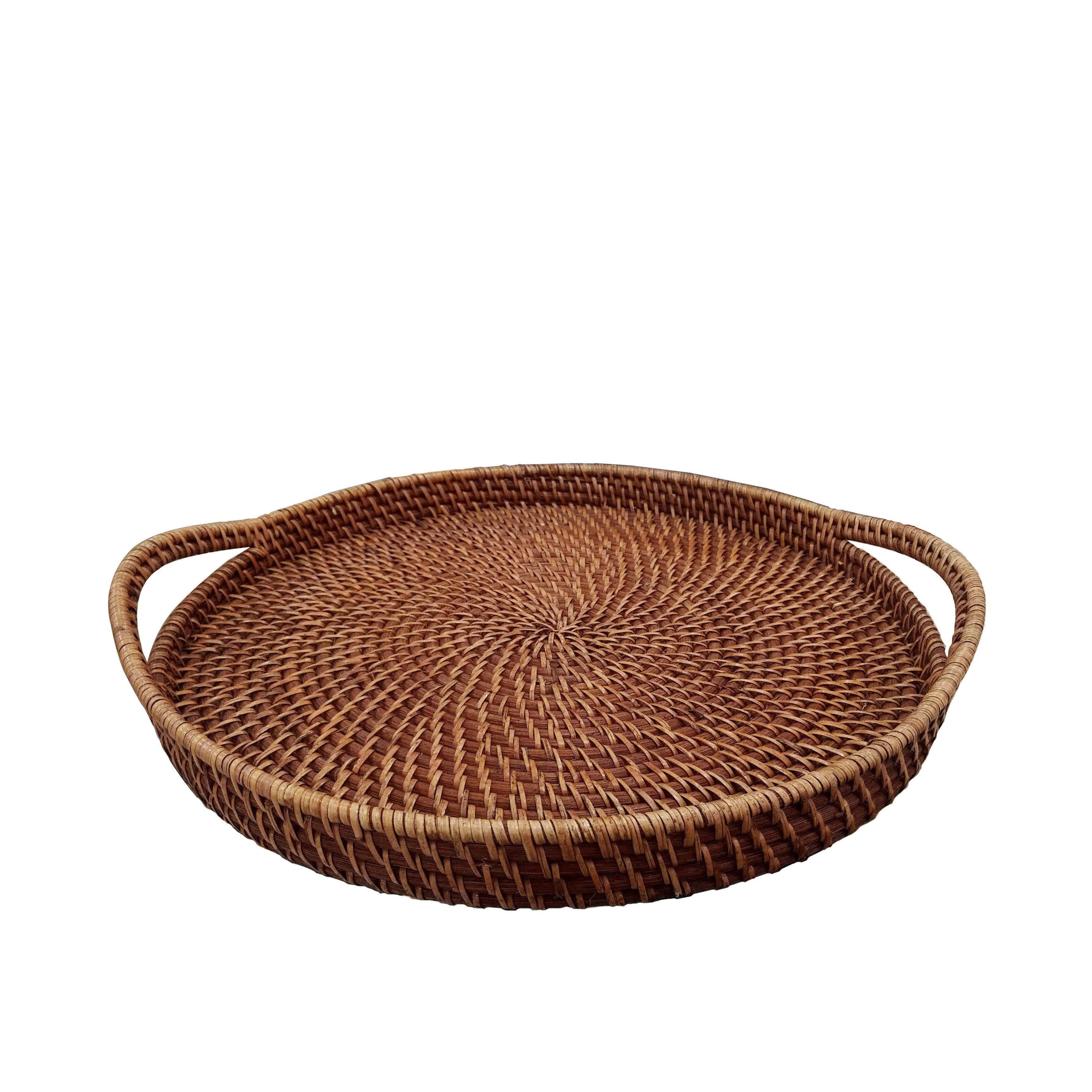 Wicker Serving Tray/Hand Woven Decorative Trays (D18")(*Local Pickup/Local Delivery Only)